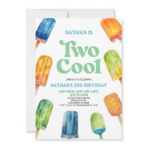Två Coolor 2:a andra Födelsedagsfest inbjudan