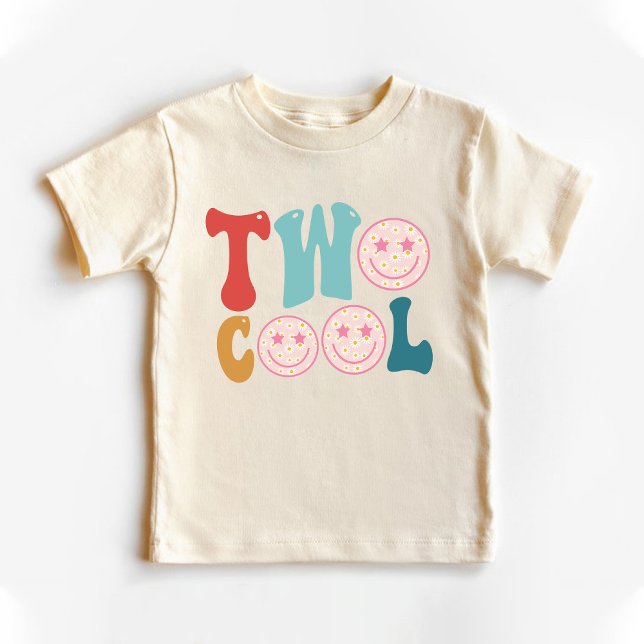 Två Coolor 2:a födelsedagen Smile Ansikte T Shirt (Two Cool 2nd Birthday Smile Face Natural Toddler T-shirt)