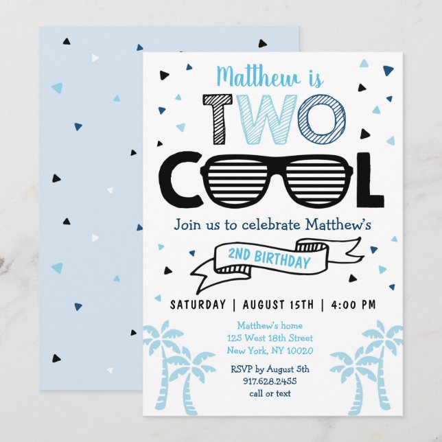 Två Coolor Boy Sommardag Inbjudningar (Fram/baksida)
