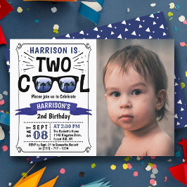Två Coolor Boys Foto 2:a födelsedagsinbjudan Inbjudningar