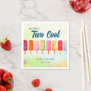 Två Coolor Cute Popsicles Second Birthday Pappersservett