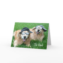 Två Coolor Golden Retrievers Fars dag