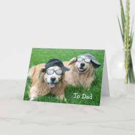 Två Coolor Golden Retrievers Fars dag Kort