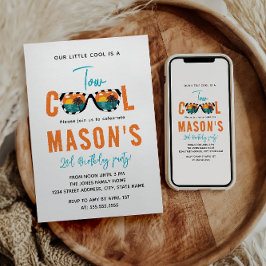 Två Coolor pojke 2:a födelsedag Party Inbjudningar