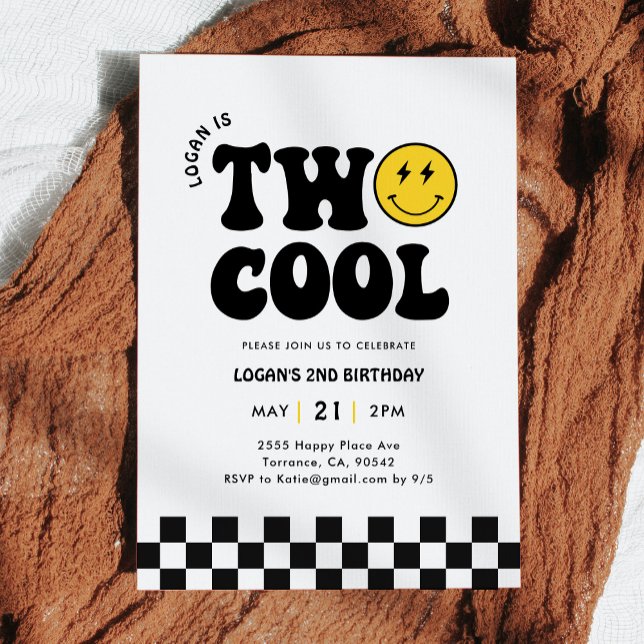 Två Coolor Retro Boy, andra födelsedagen party Inbjudningar (Skapare uppladdad)