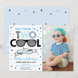 Två Coolor Sunglass Boy andra födelsedagen Inbjudningar
