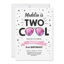 Två Coolor Sunglass Girl 2 Birthday Invit