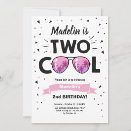 Två Coolor Sunglass Girl 2 Birthday Invit Inbjudningar