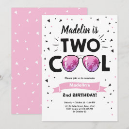 Två Coolor Sunglass Girl 2 Birthday Invit Inbjudningar