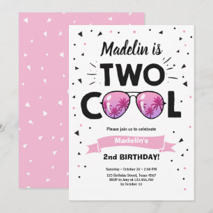 Två Coolor Sunglass Girl 2 Birthday Invit Inbjudningar