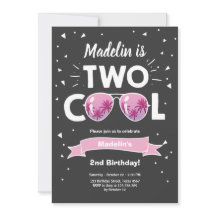 Två Coolor Sunglass Girl 2 Birthday Invit