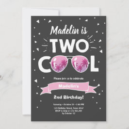 Två Coolor Sunglass Girl 2 Birthday Invit Inbjudningar