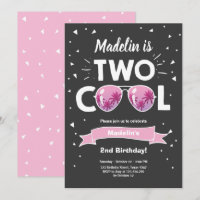 Två Coolor Sunglass Girl 2 Birthday Invit