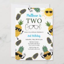 Två Coolor Sunglass-pojk 2:a födelsedagsinbjudan