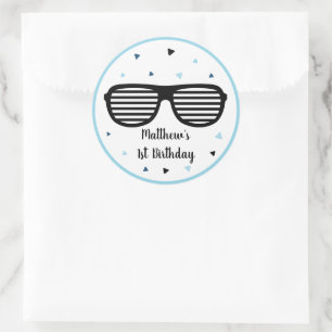 Två Coolor Sunglasses Boy Andra födelsedagen Runt Klistermärke