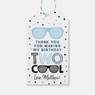 Två Coolor Sunglasses Boy Birthday Tack Presentetikett