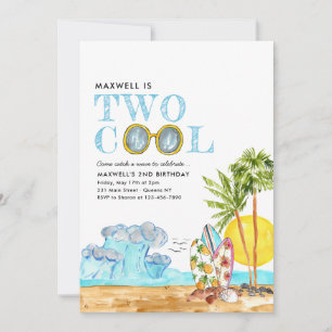 Två Coolor Surfande Vinkar Tropical Beach 2:a föde Inbjudningar