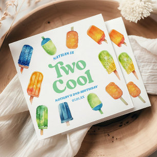 Två Coolors blå Retro-population 2:a födelsedag Pa Pappersservett