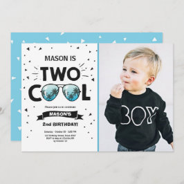 Två Coolors födelsedag, pojk 2:a födelsedag Blå Inbjudningar