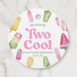 Två Coolors Rosa Retro Popsicle 2:a födelsedag Par Gåvor Etiketter