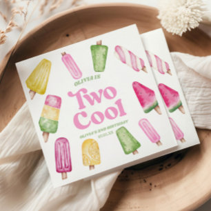 Två Coolors Rosa Retro Popsicle 2:a födelsedag Par Pappersservett