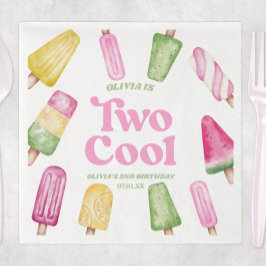 Två Coolors Rosa Retro Popsicle 2:a födelsedag Par Pappersservett