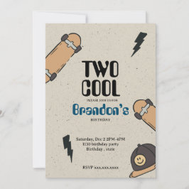 Två Coolors skateboard-födelsedag Inbjudningar