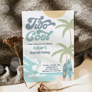 Två Coolors Surfa Beach 2:a födelsedag Party Inbjudningar