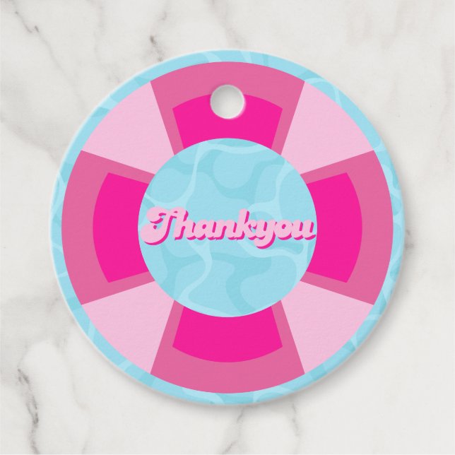 Två coolors tropisk sommarfödelsedag i bassäng gåvor etiketter (Framsida)