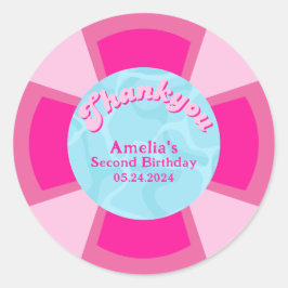 Två coolors tropisk sommarfödelsedag i bassäng runt klistermärke