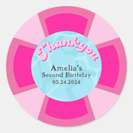 Två coolors tropisk sommarfödelsedag i bassäng runt klistermärke