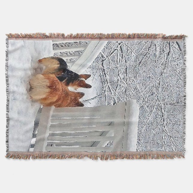 Två Corgis i snön Filt (Framsidan)