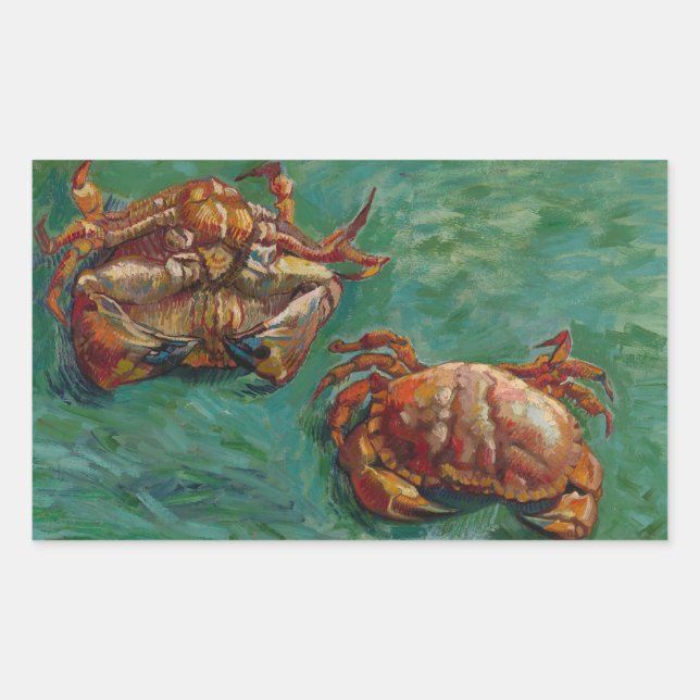 Två Crabs av Vincent van Gogh Rektangulärt Klistermärke (Framsida)