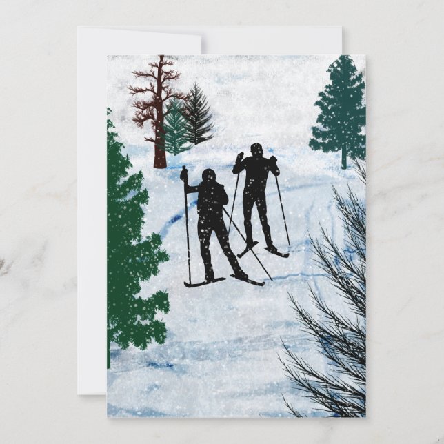 Två crossa country Skiers Inbjudningar (Framsida)