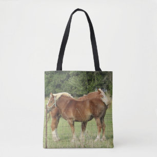 Två Cute Amber Horses Tote Bag Tygkasse