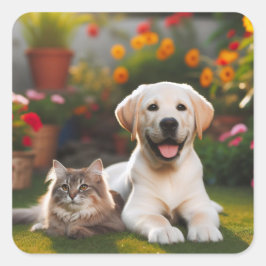 Två Cute Best Friend-dekaler Fyrkantigt Klistermärke