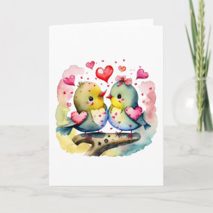 Två Cute Birds i Kärlek BLANK Kort