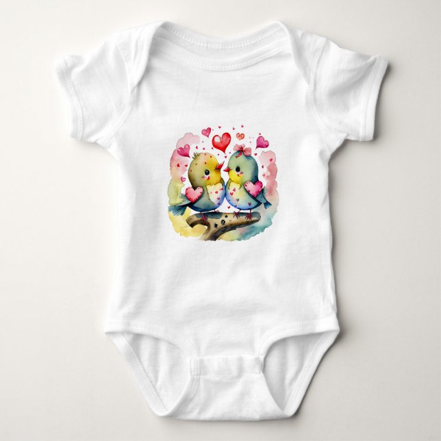Två Cute Birds i Kärlek T Shirt (Framsida)