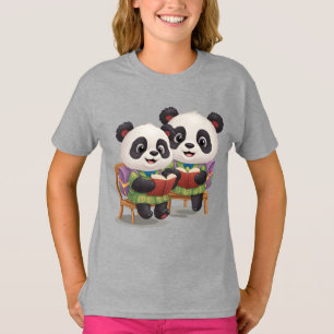 två Cute björn som läser bok T Shirt