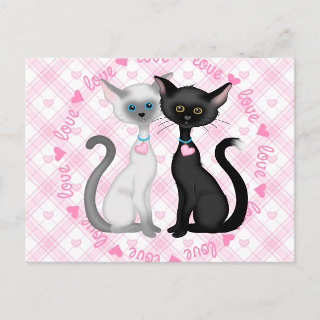 Två Cute Cats i Kärlek Vykort (Framsida)