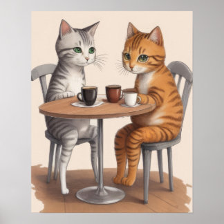 Två Cute Cats Poster