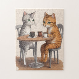 Två Cute Cats Pussel
