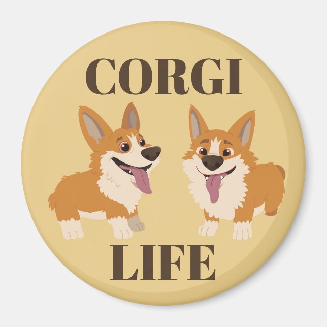 Två Cute Corgi Hundar Magnet (Framsidan)