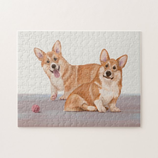 Två Cute Corgis Pussel (Horisontell)
