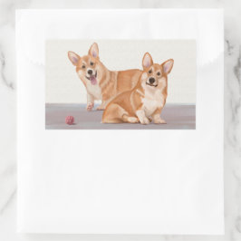 Två Cute Corgis Rektangulärt Klistermärke