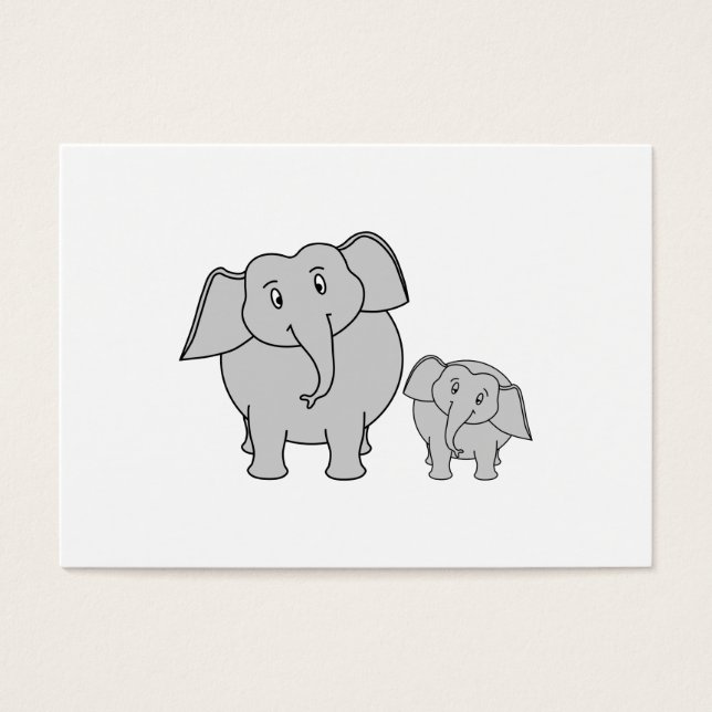 Två Cute Elephants. Tecknad. Visitkort (Framsidan)