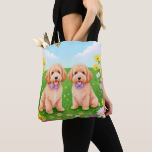 Två Cute Goldendoodles Tote Tygkasse