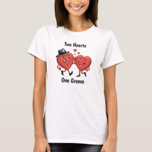 Två Cute Kärlek Hearts T Shirt