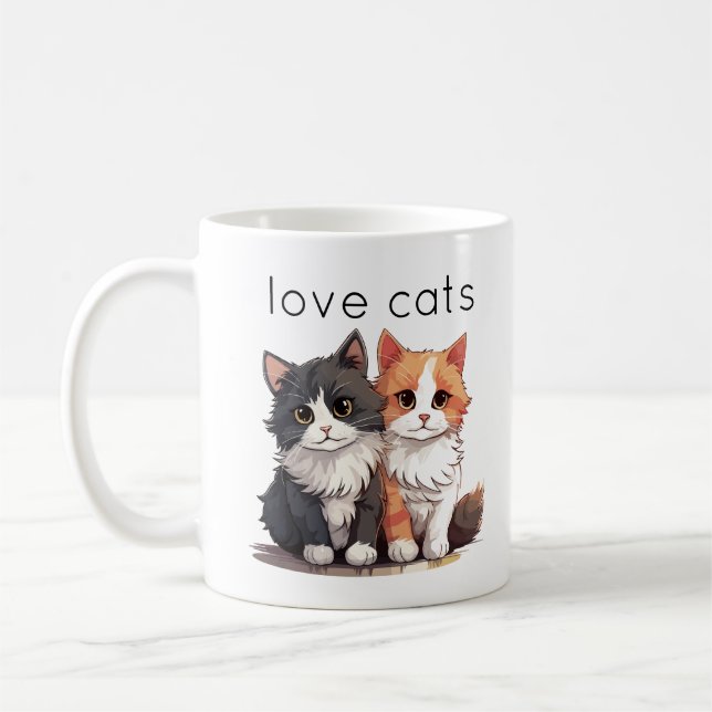 Två Cute Kittens Kärlek-katter Kaffemugg (Vänster)
