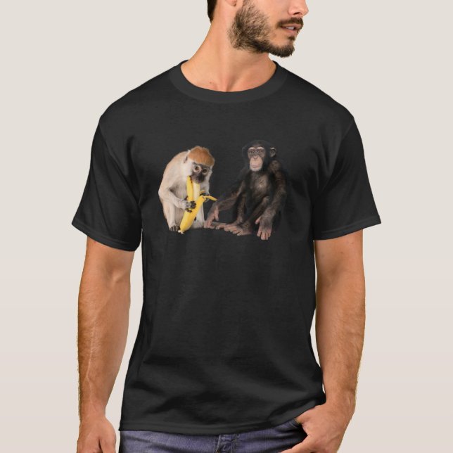 Två Cute Monkey Realistic T Shirt (Framsida)